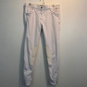 B Vertigo Womens White Equestrian Riding Breeches Knee Patch Size USA S 38